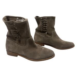Steve Madden Cordella Braided Pull On Suede Ankle Boots Booties Taupe Size 8